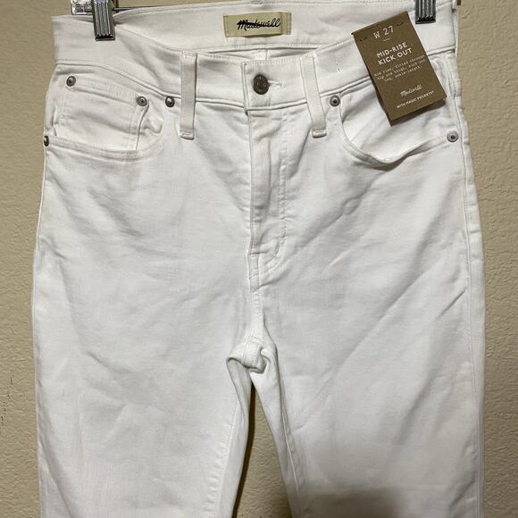 NWT MADEWELL Mid-Rise Kick-Out Size 27 Ankle-Length Pure White MSRP $128 - Picture 5 of 10